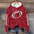 thumbnail image 5 of Fshinging Football Hoodie Sweatshirt For Women Long Sleeve Sequin Letter Print Oversize Pullover Tops Sunday Game Day Clothes, 5 of 5