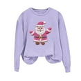 thumbnail image 2 of LEKWK Long Sleeve Christmas Shirts for Women Xmas Santa Graphic Tops Crewneck Sweatshirts Loose Fit Holiday Party Blouses, 2 of 6