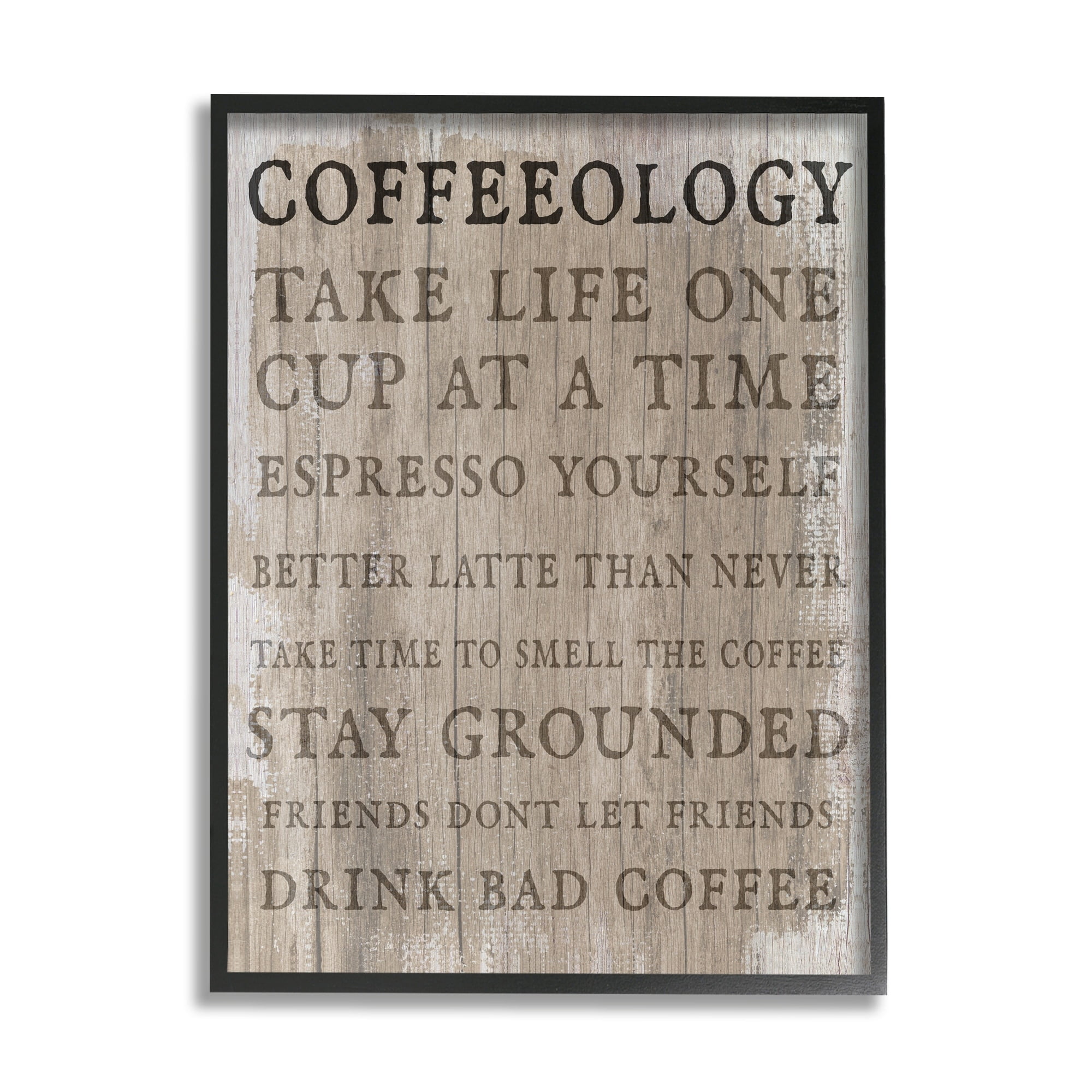 Stupell Industries Rustic Coffeeology Sign Espresso Positivity Phrases Drink Puns, 16 x 20, Design by Daphne Polselli