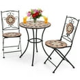 thumbnail image 1 of Gymax 3 PCS Outdoor Bistro Set Patio Conversation Furniture Set w/ 1 Round Mosaic Coffee Table, 1 of 10