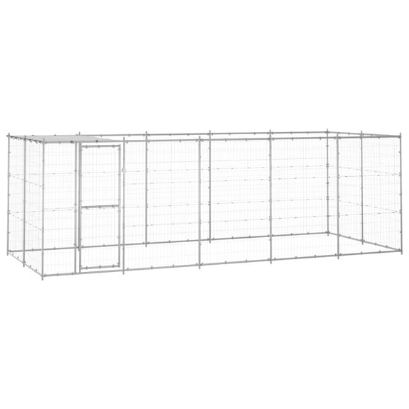 vidaXL Outdoor Dog Kennel Galvanized Steel with Roof 130.2 ft²
