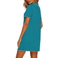 thumbnail image 5 of yillto Women Nightshirts Buttons down Nightgown Short Sleeve V Neck Sleepwear Pajamas Dress with Pockets, 5 of 7