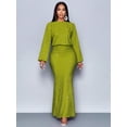 thumbnail image 3 of Green Sparkly Mermaid Hem Bodycon Maxi Dress For Evening Party Dating Formal Occasion, 3 of 7
