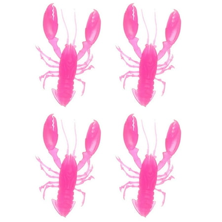 BE-TOOL 4Pcs Soft Crawfish-Shape Fishing Lures Plastic Bionic Fishing Bait for Saltwater Freshwater (Pink)