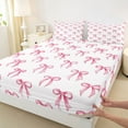 thumbnail image 3 of Manfei Cute Bow Girl 4pcs Bed Sheets,Dreamy Princess King Sheets,Kawaii Ribbon Bow Knot Super Cozy Sheet Set,Luxury Bedroom Decor, 3 of 7