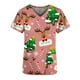 thumbnail image 4 of Pntutb Moda para mujer Camisetas de manga corta con cuello en V Uniforme de trabajo Estampado de Navidad con tops de blusa de bolsillo Pntutb Pntutb-5665, 4 of 5