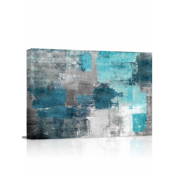 Teal Grey Wall Art for Living Room,Canvas Picture Wall Decor for Bathroom Bedroom,Modern Oil Painted Abstract Art Aesthetics Painting Artwork for Office Kitchen Hallway Dining Room Home Decor 24"x32"
