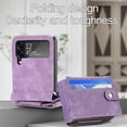 thumbnail image 3 of SaniMore for Samsung Galaxy Z Flip 4 6.7" 2022 Case, Detachable Zipper Wallet Card Slots Kickstand Wireless Charging Wear-resistant PU Leather Shockproof Folding Case for Galaxy Z Flip 4, Purple, 3 of 9