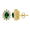 thumbnail image 4 of 0.3 Carat 6x4MM Oval Created Emerald and Diamond Earrings In 10k Yellow Gold, 4 of 7