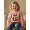 thumbnail image 4 of Rovasas Toddler Baby Girl Fall Sweater Bow Football Embroidered Crew Neck Long Sleeve Knit Tops, 4 of 9