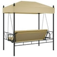 thumbnail image 5 of vidaXL Garden Swing Bench with Canopy Sand Steel, 5 of 5