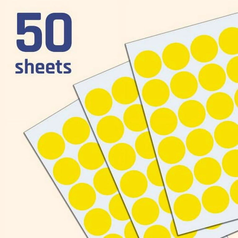 1200 Pack, 1 Round Dot Stickers Circle Labels - Yellow 