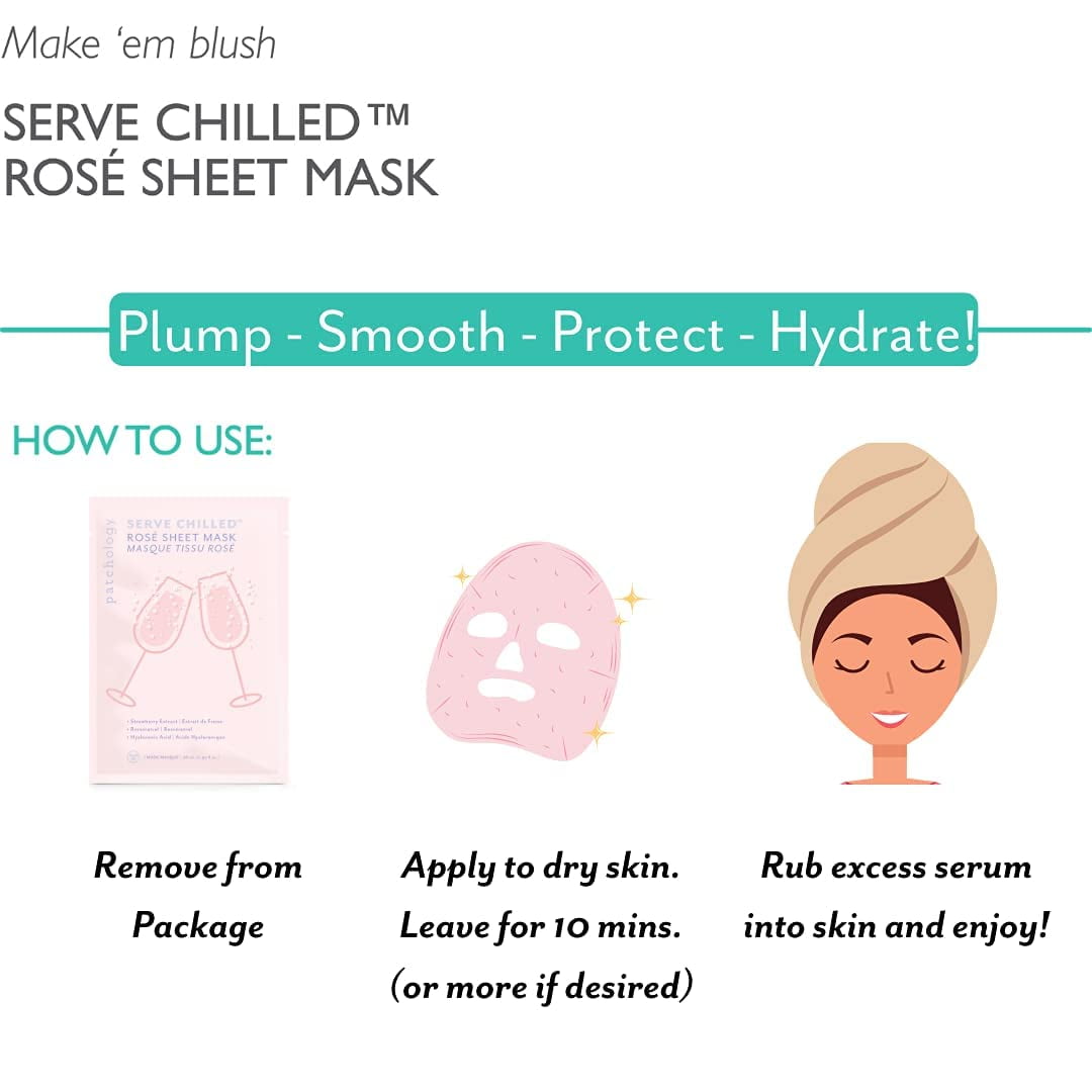 (2 pack) Patchology Serve Chilled Rose Sheet Face Mask for Beauty Skincare, 0.95 fl oz
