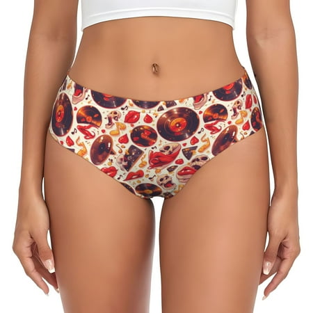 Womens Underwear - Skull rock record music heart No Show Seamless Underwear for Women  Soft Stretch Womens Panties  Hipster Ladies Panties Bikini Underwear Briefs