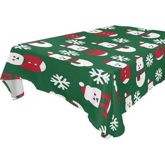 SKYSONIC Christmas Snowman Tablecloth Waterproof Washable Polyester Square Table Cover Durable Tablecloth for Kitchen Dining Table Party Decor (60 X 120 Inch)