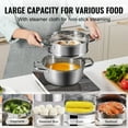 thumbnail image 3 of KFFKFF Cooking Steamer Set, 9.5in/24cm with 5QT Base Pot & Veggie Steamer, Durable 304 Stainless Steel Kitchenware, Compatible with Gas, Electric & Induction Stoves, Includes Lid, 3 of 9