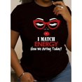 thumbnail image 1 of Soft & Comfy T shirt 1pc womens cotton crew neck t shirt with i match energy letter short sleeve top for spring summer fall regular length knit fabric tee black -1, 1 of 6