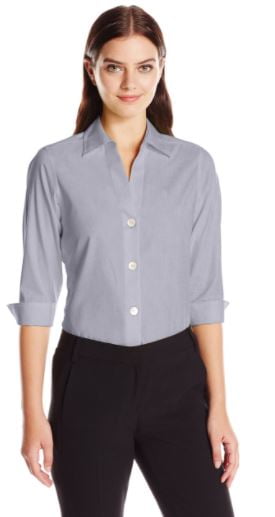 Foxcroft NYC Womens Pinpoint Oxford Shirt Non-Iron Stretch Poplin ...