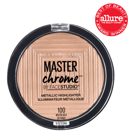 Maybelline Facestudio Master Chrome Metallic Highlighter Makeup, Molten Gold, 0.24 (Best Powder Highlighter For Olive Skin)