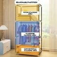 thumbnail image 6 of Portable Closet 23.6" x 57.1" x 17.7" Closet Organizer with 16mm Iron Pipe Wardrobe Clothes Rack with Dustproof Non-woven Fabric Cover Clothes Closet Storage for Bedroom, 6 of 11