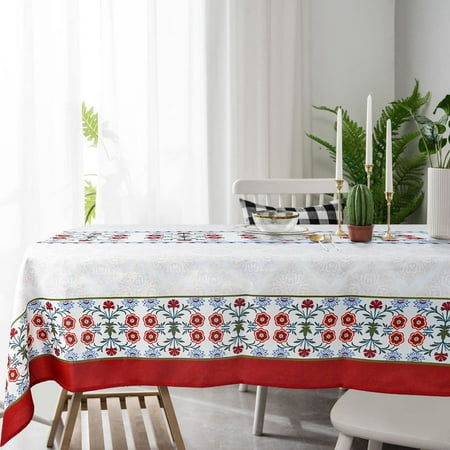 

Cassatt Garden Spring Tablecloth Rectangle 60 x 120 inch Floral Classic Decor Vintage Pattern Table Cloth for Kitchen Table Waterproof Indoor/Outdoor Red Oblong/Rectangle