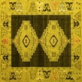 thumbnail image 1 of Ahgly Company Machine Washable Indoor Square Abstract Yellow Modern Area Rugs, 5' Square, 1 of 4
