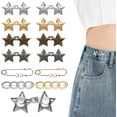thumbnail image 1 of 12 pinzas de cintura para pantalones, clips de metal sin costura para jeans y pantalones, pasadores ajustables y reutilizables con botones de estrella, 1 of 5