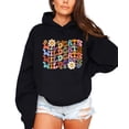 thumbnail image 4 of Wildcats Hoodie for Women Retro Groovy Floral Game Day Pullover, Black Hoodie, M, 4 of 8