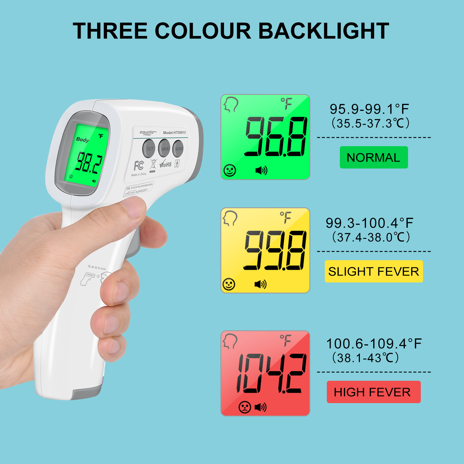 Equate Infrared No Touch Forehead Thermometer, 1-Second photo 6