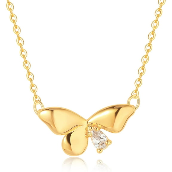 GDCOIN Butterfly Necklace 14K Gold Plated Small Pendant Jewelry for Women