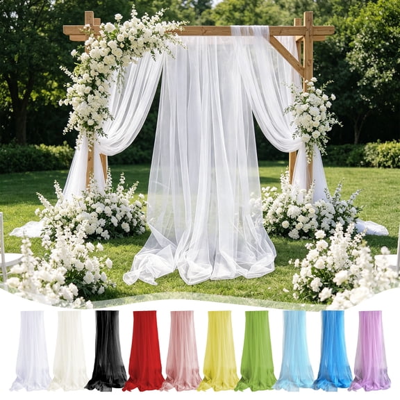 Sheer Chiffon Arch Curtain - Soft Polyester Drapery for Ceremony Party, Chair Wedding Decoration, Beige, Ccwuwei