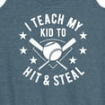 thumbnail image 3 of Instant Message - I Teach My Kid To Hit And Steal - Women's Racerback Tank Top, 3 of 6