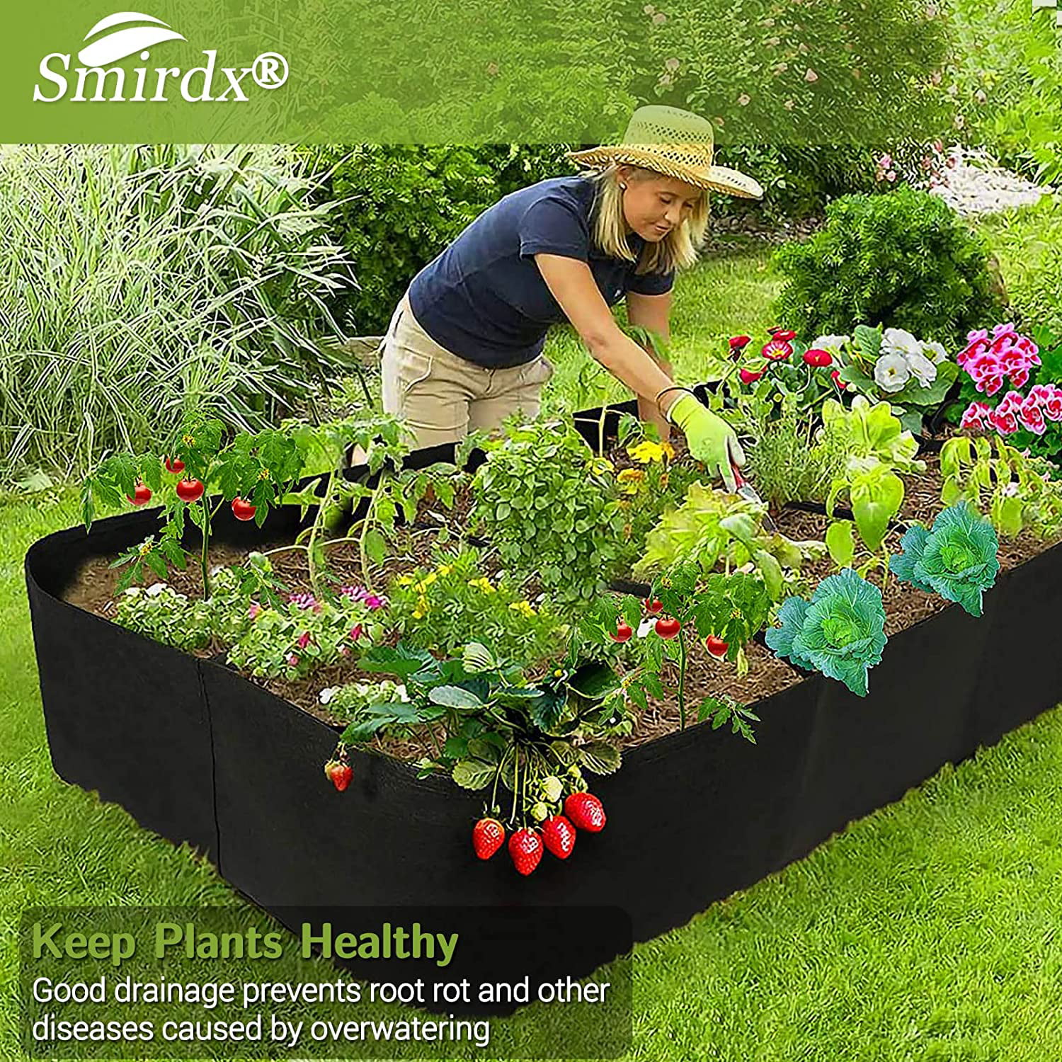 UHBGT Plant Grow Bags, 3 x 6 Ft Fabric Raised Garden Beds 8 Grids Divided  Raised Vegetable Bed Raised Bed Planters Heavy Duty Rectangle Garden  Planter