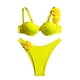 thumbnail image 2 of Traje de baño para mujer, bikini de acero de color sólido para mujer, conjunto de traje de baño de playa para vacaciones con flores, trajes de baño para mujer, 2 of 7