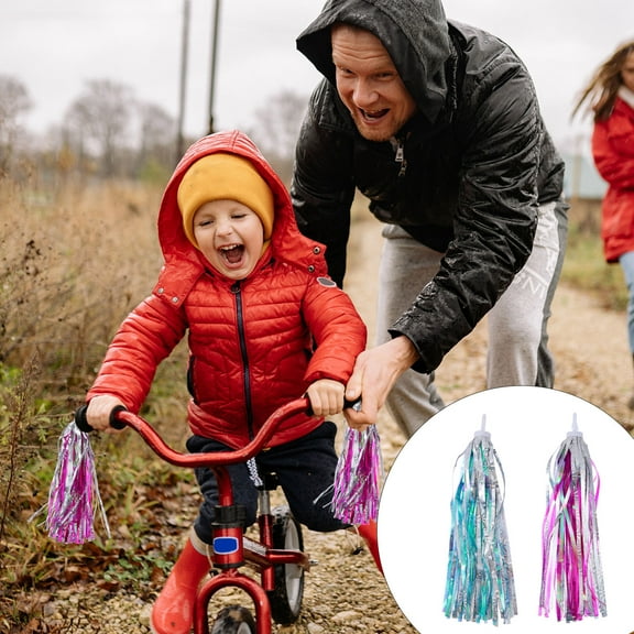 2 Pairs Bike Streamers Handlebar Tassels for Kids Bikes and Scooters, Colorful Accessories
