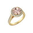 thumbnail image 2 of 2.60 Carat natural peach/pink VS Morganite Ring with Diamonds 14K Yellow Gold Halo Filigree Vintage, 2 of 4