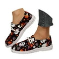 thumbnail image 3 of YLYL Halloween Women's Canvas Sneakers Skeleton Pumpkin Printed Low Top Lace up Fashion Casual Slip-On Walking Shoes, 3 of 9