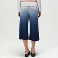 thumbnail image 7 of Women Fold Over Gauchos Capri Casual Low Rise Wide Leg Cropped Pants Summer Gradient Yoga Culottes Going Out Yoga Capris Dark Blue L, 7 of 7