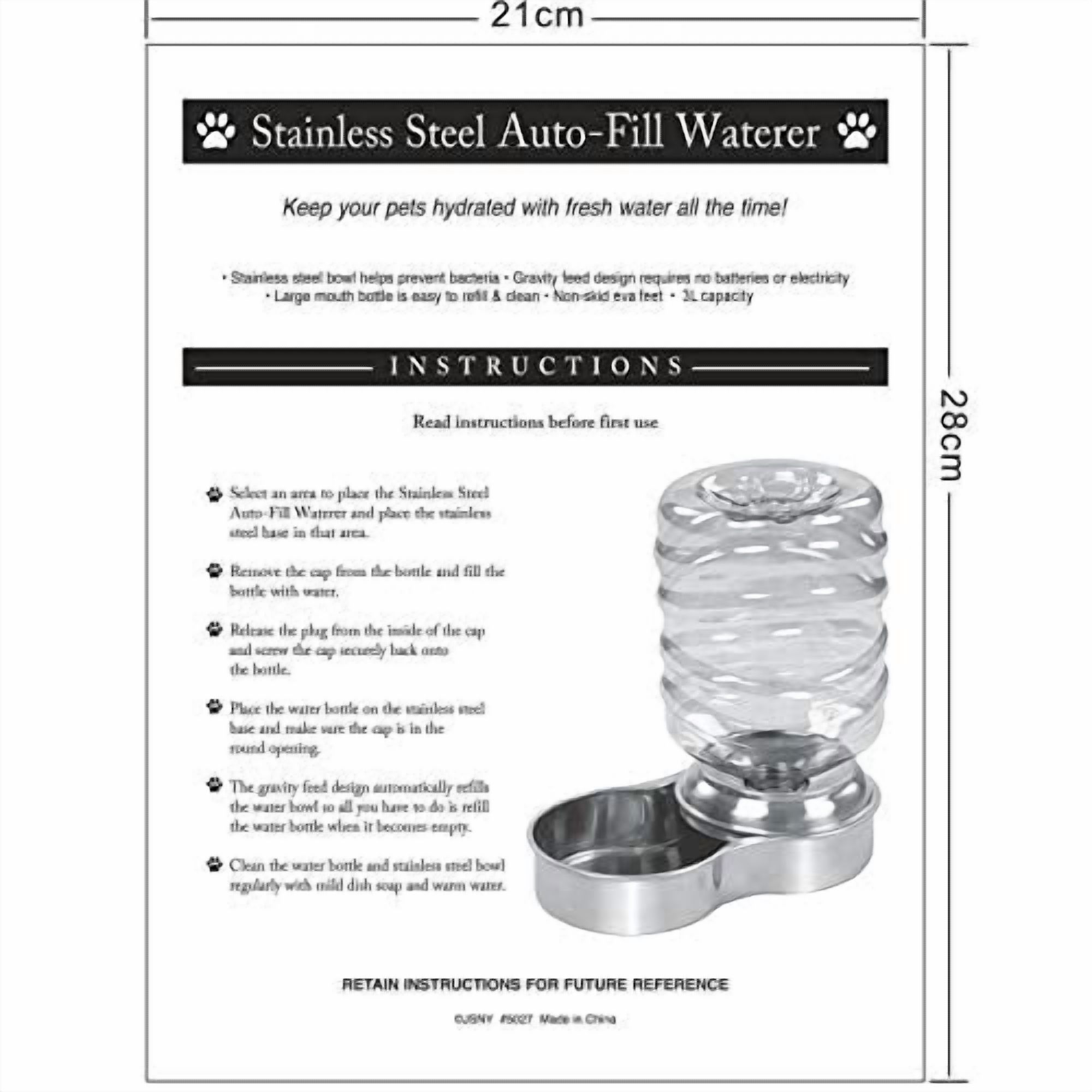 ETNA Products Dog and Cat Water Fountain, Stainless Steel, 1 Gallon