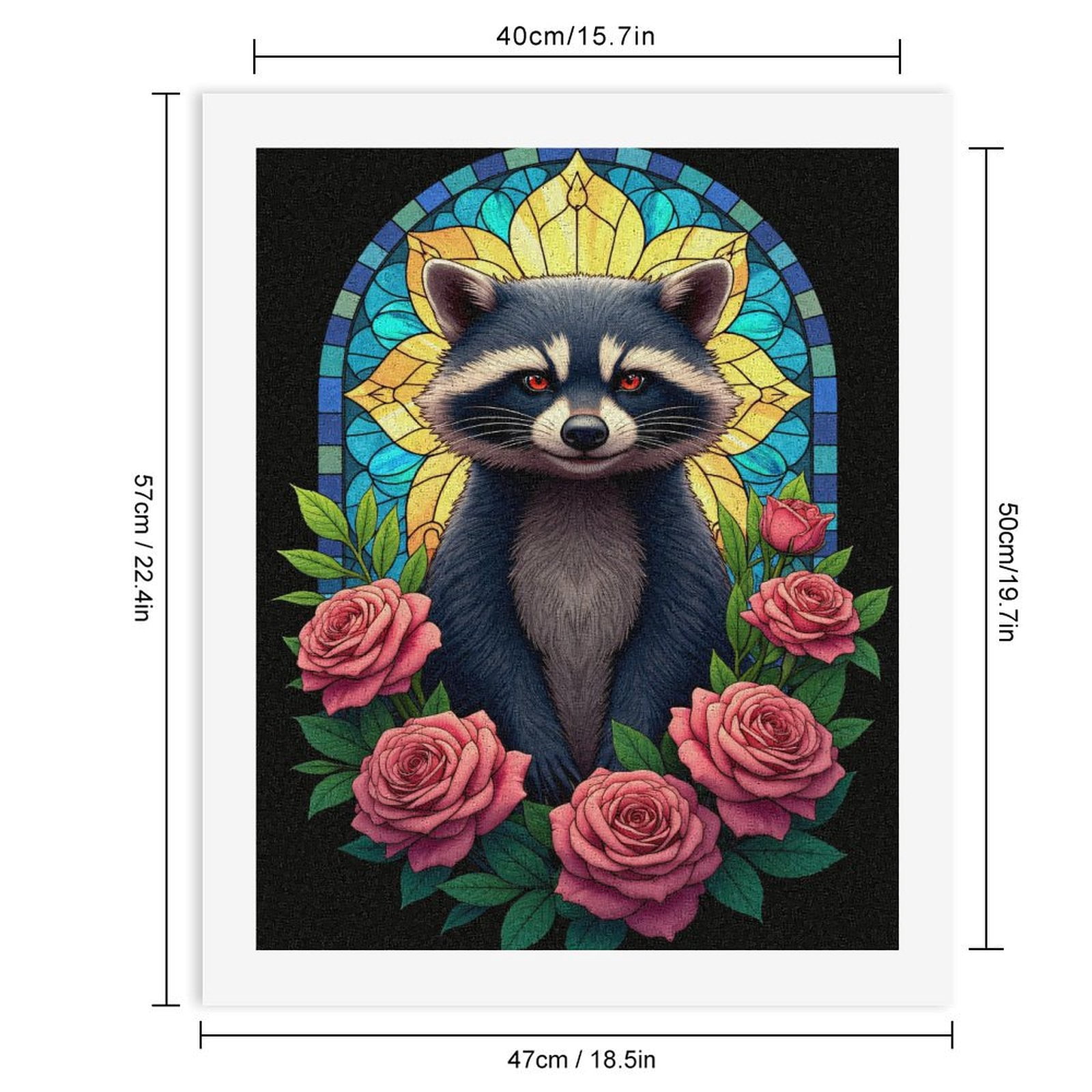 Paint By Numbers Kit for Adults Beginner - DIY Raccoon Floral Stained Glass Art Canvas Painting Kits for Adults, Frameless Paint By Number for Adults for Home Wall Decor 16x20 Inch