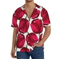 thumbnail image 3 of Vsdgher Tulips Flowers Print Men's Wrinkle Free Untucked Cuban Shirt Business Casual Button Down Shirts Short Sleeve Shirt, 3 of 7