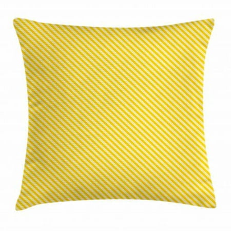 Vintage Yellow Throw Pillow Cushion Cover Diagonally Striped