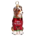 thumbnail image 2 of Joy to the World Australian Shepherd I Work For Treats T-Shirt Polish Glass Christmas Ornament, 2 of 6