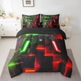 thumbnail image 2 of YST 7-Piece Video Game Comforter Set, Geometric Ombre King Bedding Set, Black Red Green, King, 2 of 4