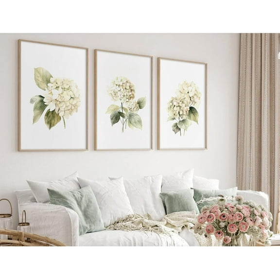 Blue Hydrangea Wall Art Watercolor Bow Canvas Wall Decor Floral Wall Art Coquette Aesthetic Poster Minimalist Flower Pictures Blue Botanical Prints for Living Room Bedroom 12x16x3 Inch Ready to Hang