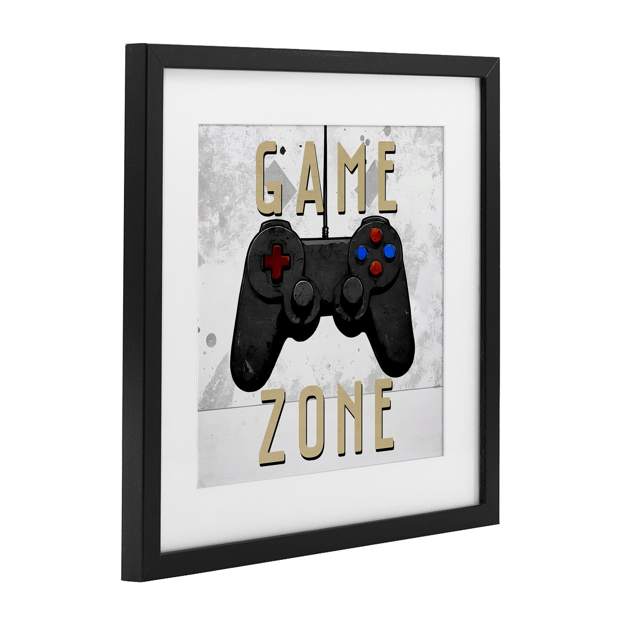 Stupell Industries Game Zone Control Black Framed Print Under Glass, design by Kim Allen