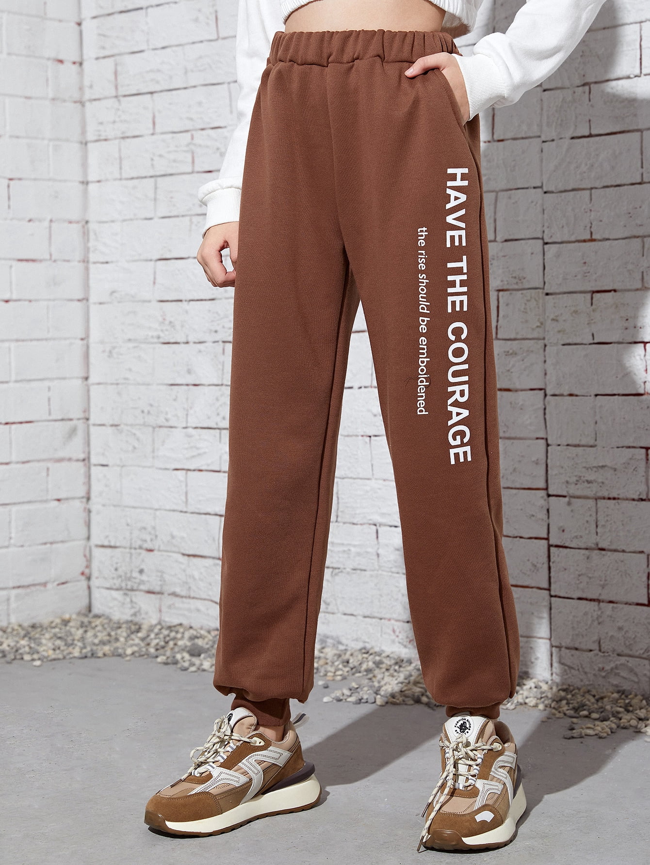Teen Girls Slogan Graphic Sweatpants 