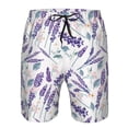 thumbnail image 4 of Kdxio Lavender Flowers Pattern Mens Casual Shorts - Drawstring Summer Beach Sports Shorts for Men, 4 of 9