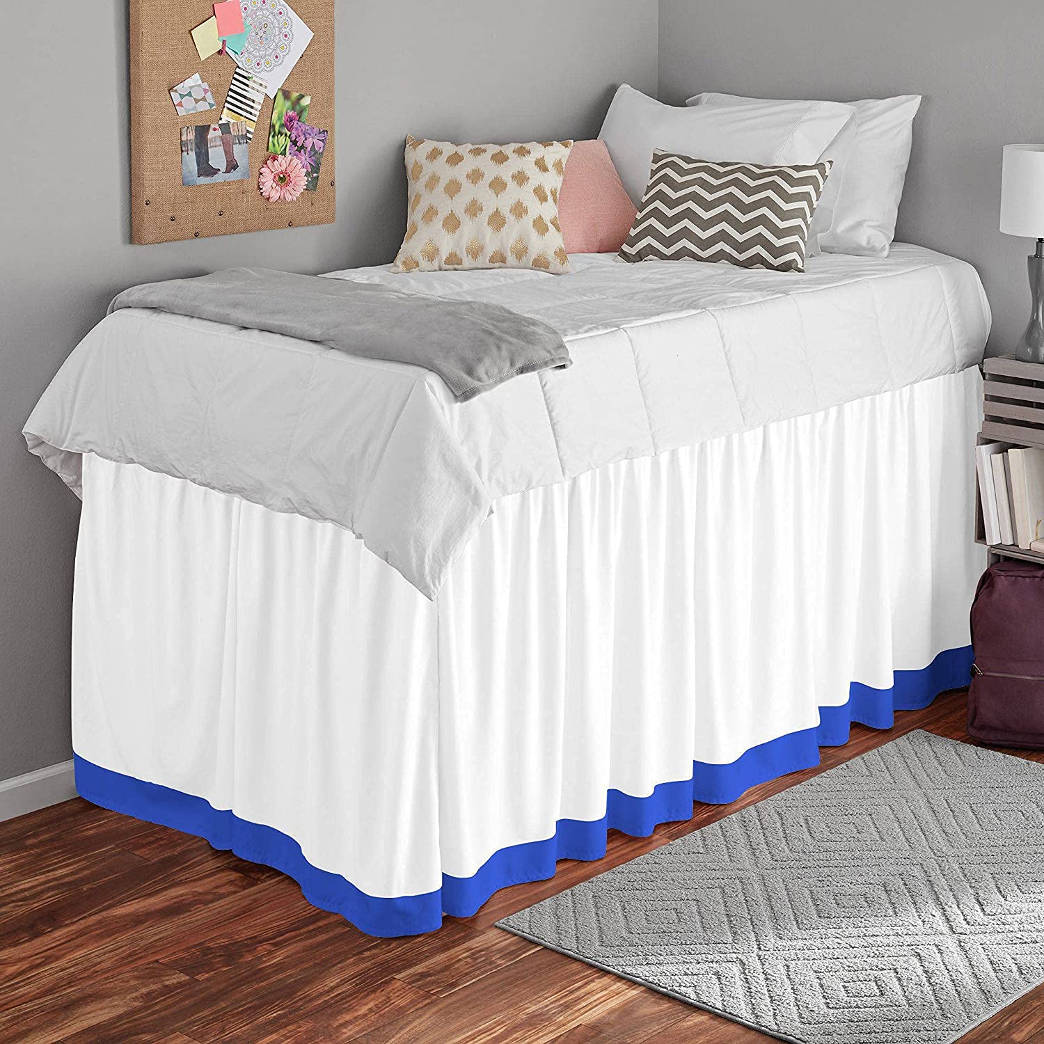 Dual Tone Dorm Bed Skirt, Ruffled Dual Tone Dorm Size Bed Skirt 100