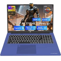 17.3" Gaming-Laptop, AMD R7 7735HS (8C/16T, Beats i7-12650H) 16GB DDR5 RAM 512GB SSD Computer with Radeon 680M, 100W Type-C, Wi-Fi 6E, 75Wh Battery, Fingerprint, Backlit Keyboard for Business